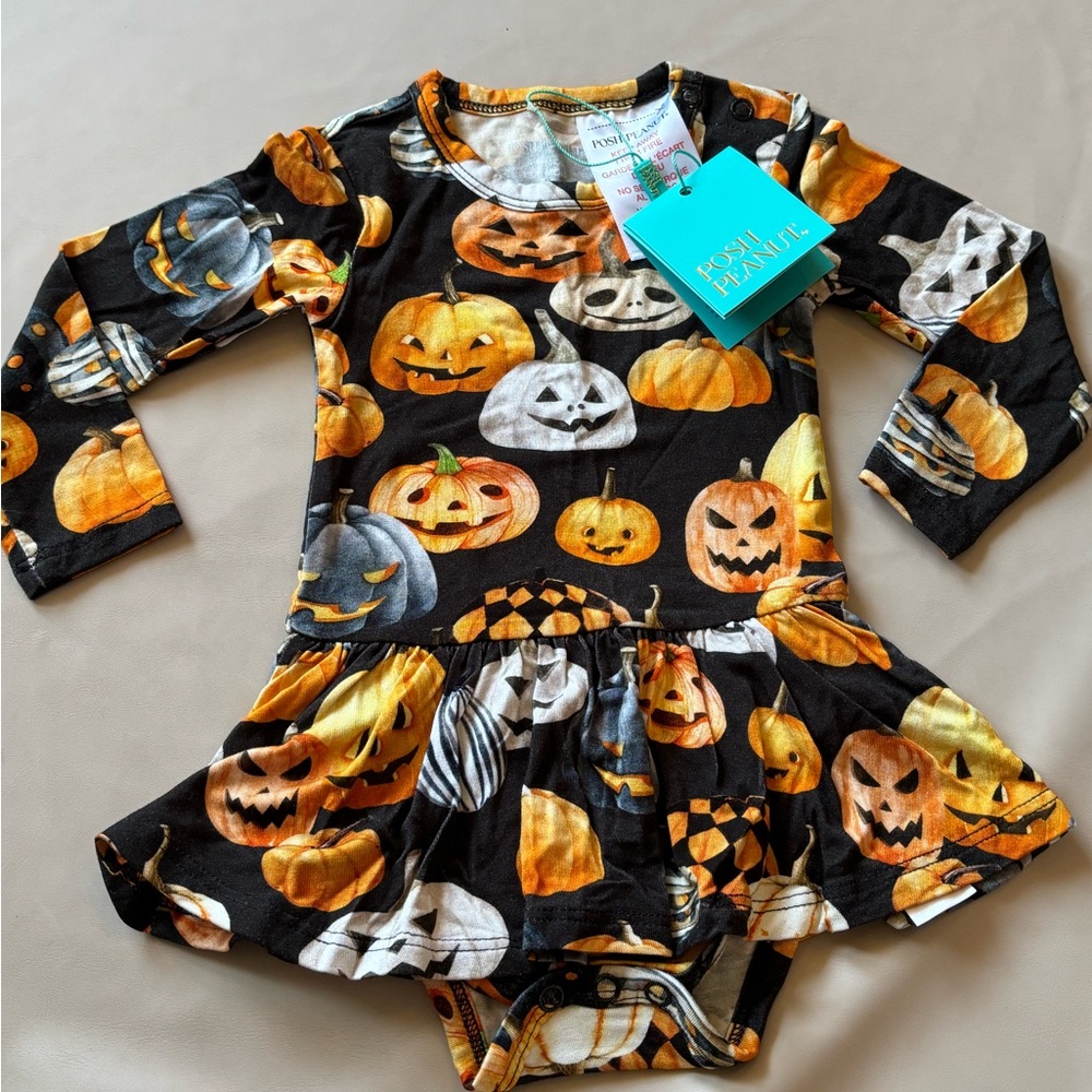 Posh Peanut Black and Orange Pumpkin Dress